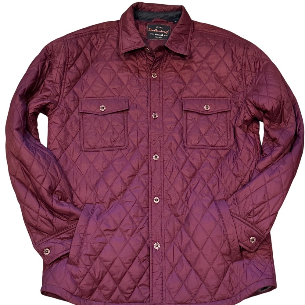 Weatherproof Vintage Puffer Shacket Mens Large Merlot Quilted Outdoor Dadcore
